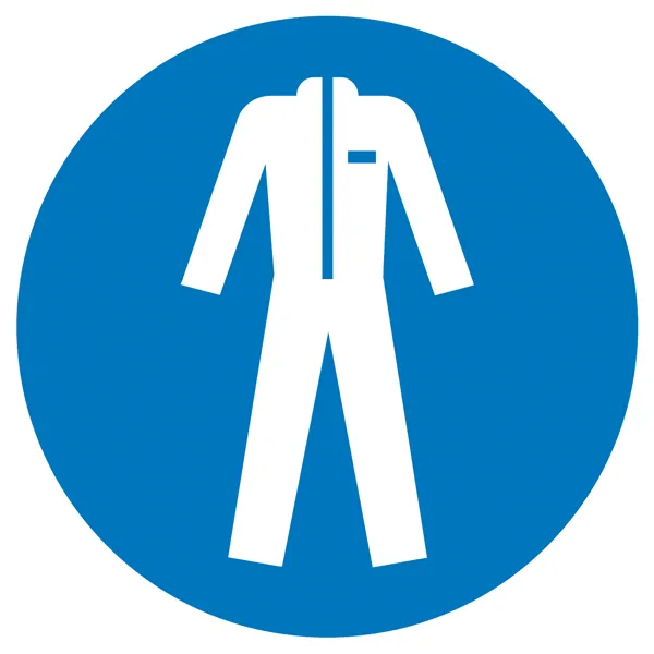 Bild von Gebotsschild Schutzkleidung benutzen, Hygiene und Abstand Aluminium (Ø) 315mm ISO 7010 1St.