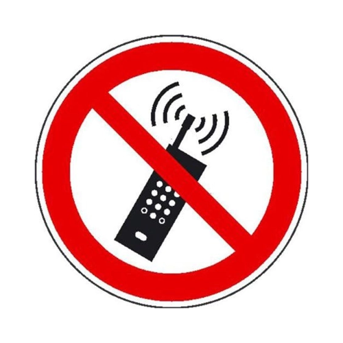 Bild von Verbotsschild »Eingeschaltete Mobiltelefone verboten«