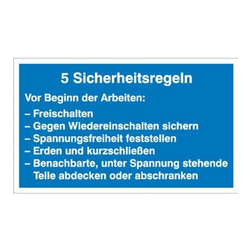 Bild von Hinweisschild »5 Sicherheitsregeln«