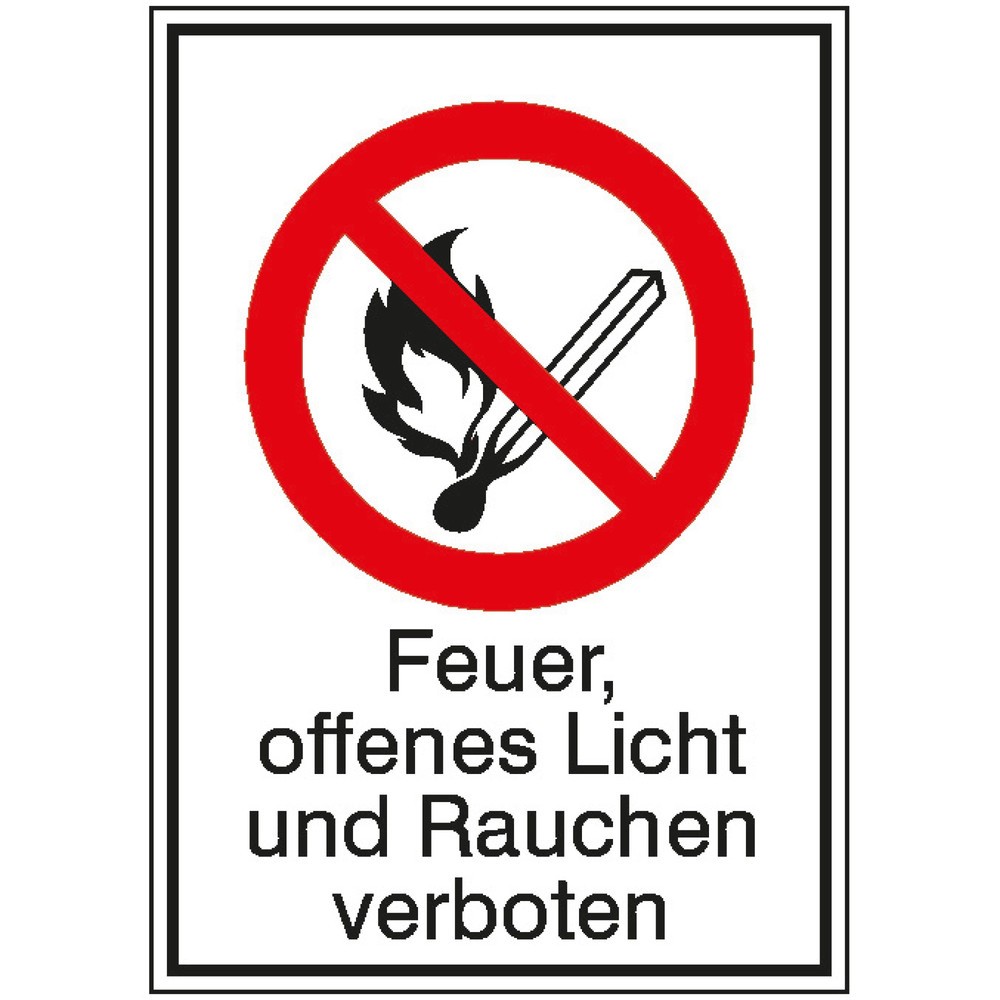Bild von Betriebsausstattung24® Feuer, offenes Licht und Rauchen verb. Verbotsschild,selbstkl.Fol,13,10x18,50cm