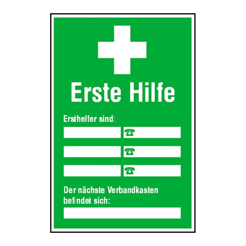 Bild von Aushang - Erste Hilfe »Ersthelfer Verzeichnis«