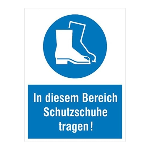 Bild von Gebots-Kombischild »In diesem Bereich Schutzschuhe tragen!«
