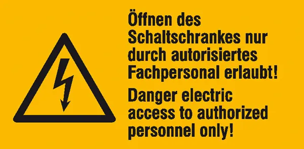 Bild von Warn-Kombischild »Öffnen des Schaltschrankes nur durch autorisiertes Fachpersonal erlaubt!«