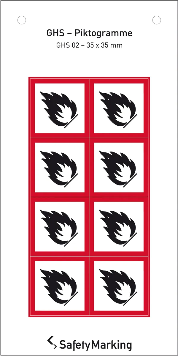 Bild von SafetyMarking 30.B1015 GHS-Gefahrenpiktogramm 02 Flamme Folie selbstklebend (B x H) 35mm x 35mm 8St.