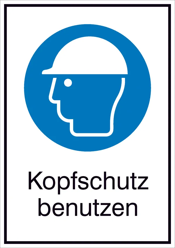 Bild von Gebotsschild Kopfschutz benutzen Aluminium (B x H) 262mm x 371mm ISO 7010 1St.