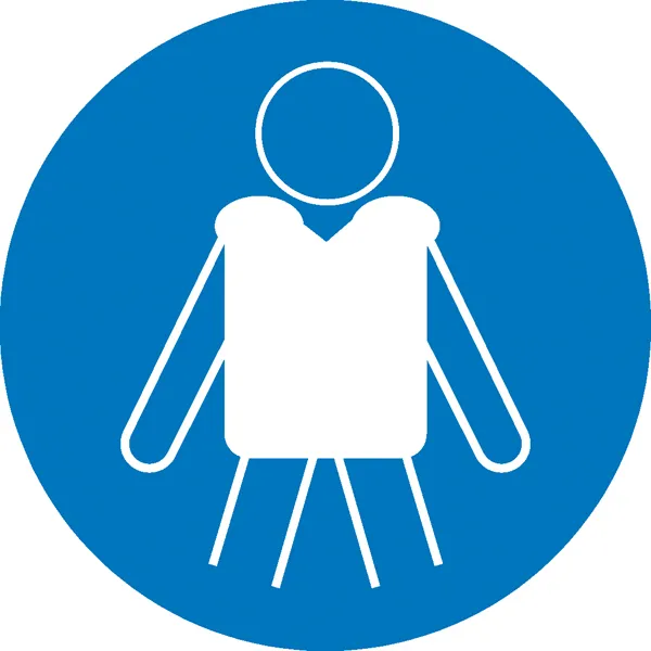 Bild von Gebotsschild Rettungsweste benutzen Folie selbstklebend (Ø) 100mm DIN 4844-2 1St.