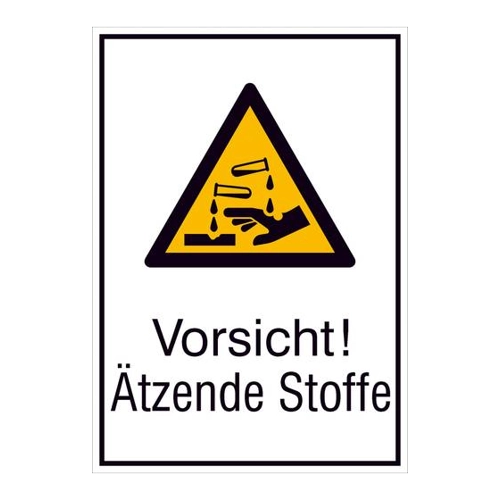 Bild von Warn-Kombischild Vorsicht! Ätzende Stoffe
