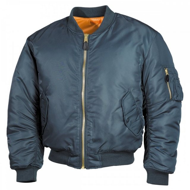 Bild von MFH Bomberjacke US Pilotenjacke MA1, Mod., alphablau - S Paspeltaschen mit Patte und Druckknopf