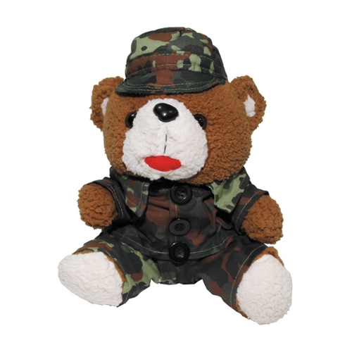 Bild von MFH Teddybär mit Anzug und Mütze flecktarn