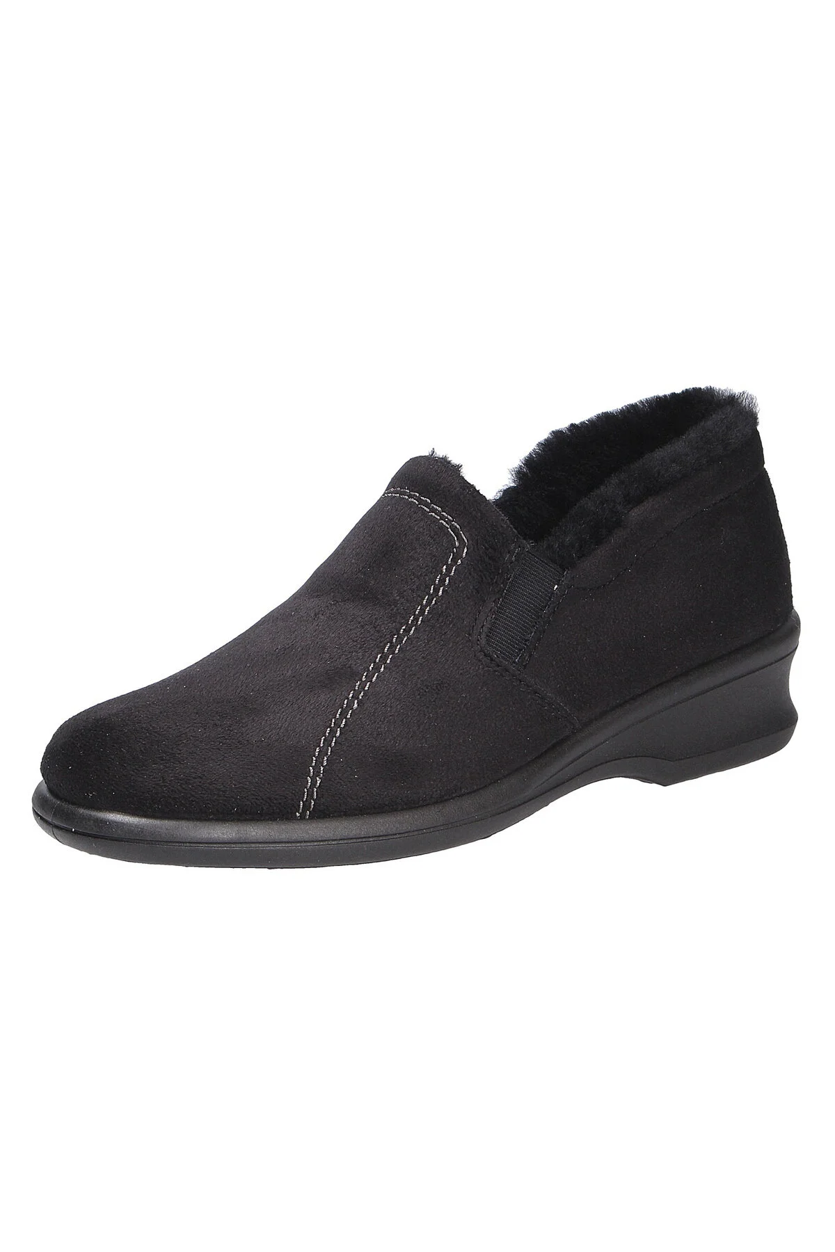 Bild von Rohde Farun, Hausschuh (Slipper), Microvelour, schwarz, Lammfellfutter, Wei Hausschuh