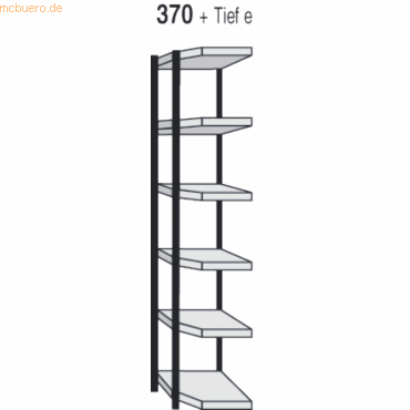 Bild von KERKMANN Aktenregal Magazin-Regal Stora 100 Eck-Regalfeld BxTxH 87x50x225cm schwarz/lichtg