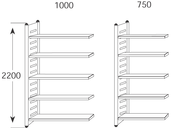 Bild von KERKMANN Aktenregal Design-Regal M2 Eckfeld BXHxT 400x2200x600mm 5 Böden alusilber/lichtgr