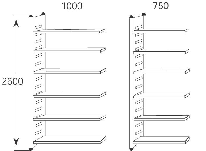 Bild von KERKMANN Aktenregal Design-Regal M2 Abschlussrahmen HxT 2600x400mm Böden alusilber/lichtgr