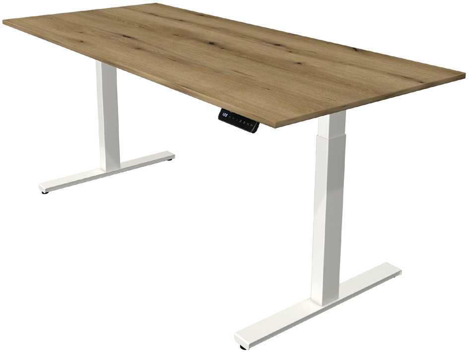 Bild von Kerkmann Move 3 elektrisch höhenverstellbarer Schreibtisch ahorn rechteckig, T-Fuß-Gestell weiß 200,0 x 100,0 cm