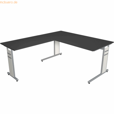 Bild von Kerkmann, Schreibtisch, Schreibtisch Form4 160 C-Fuss-Gestell 160x80x68-82cm / Anbau 100x60cm anthrazit