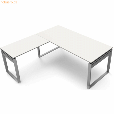 Bild von Kerkmann, Schreibtisch, Schreibtisch Form5 180 Bügel-Gestell 180x80x68-82cm / Anbau 100x60cm weiss