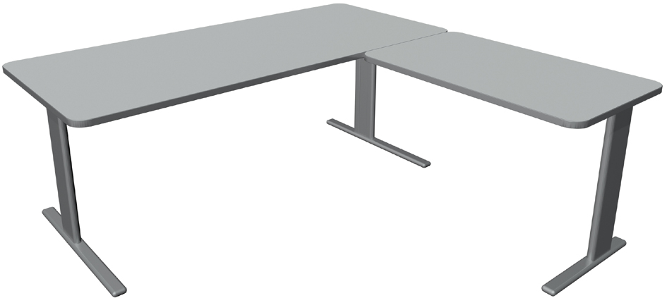Bild von KERKMANN Schreibtisch Schreibtisch Unic BxTxH 180x80x75cm Anbautisch 100x60cm lichtgrau