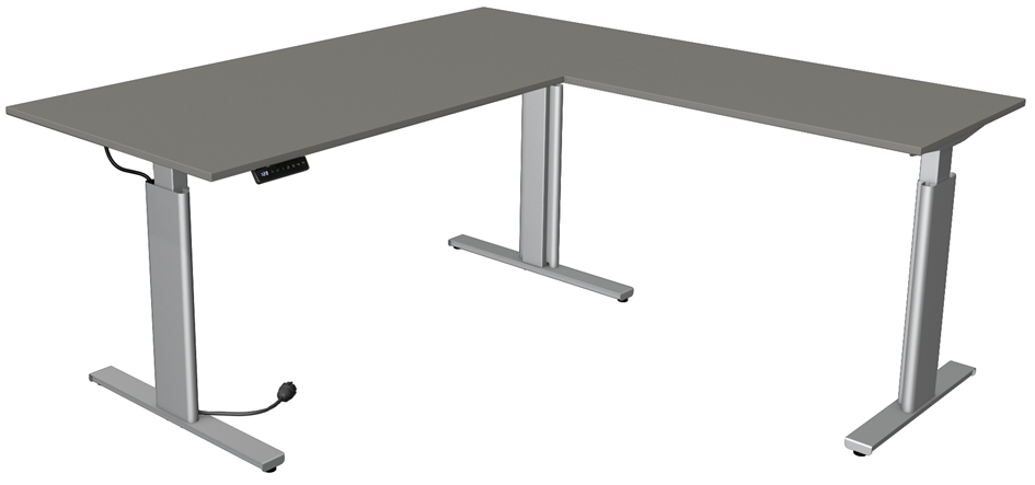 Bild von Kerkmann Certeo Eckschreibtisch Move.3 | Elektrisch höhenverstellbar | Gestell Silber | HxBxT 720-1200 x 2000 x 1000 mm | Ahorn | Sitz- und Stehtisch Bürotisch Arbeitstisch