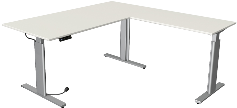 Bild von Kerkmann Certeo Eckschreibtisch Move.3 | Elektrisch höhenverstellbar | Gestell Silber | HxBxT 720-1200 x 1800 x 800 mm | Ahorn | Sitz- und Stehtisch Bürotisch Arbeitstisch