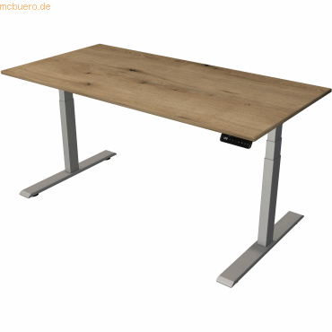 Bild von Kerkmann, Schreibtisch, Move 2 höhenverstellbarer Schreibtisch anthrazit rechteckig T-Fuss-Gestell silber 160,0 x 8