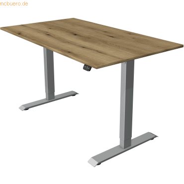 Bild von Kerkmann Move 1 Rechteckig Elektronisch Höhenverstellbarer Sitz-Stehschreibtisch Melamin, Stahl Eiche, Silber 1400 x 800 x 1230 mm