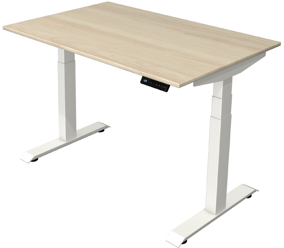 Bild von Kerkmann Move 4 elektrisch höhenverstellbarer Schreibtisch eiche rechteckig, T-Fuß-Gestell weiß 120,0 x 80,0 cm