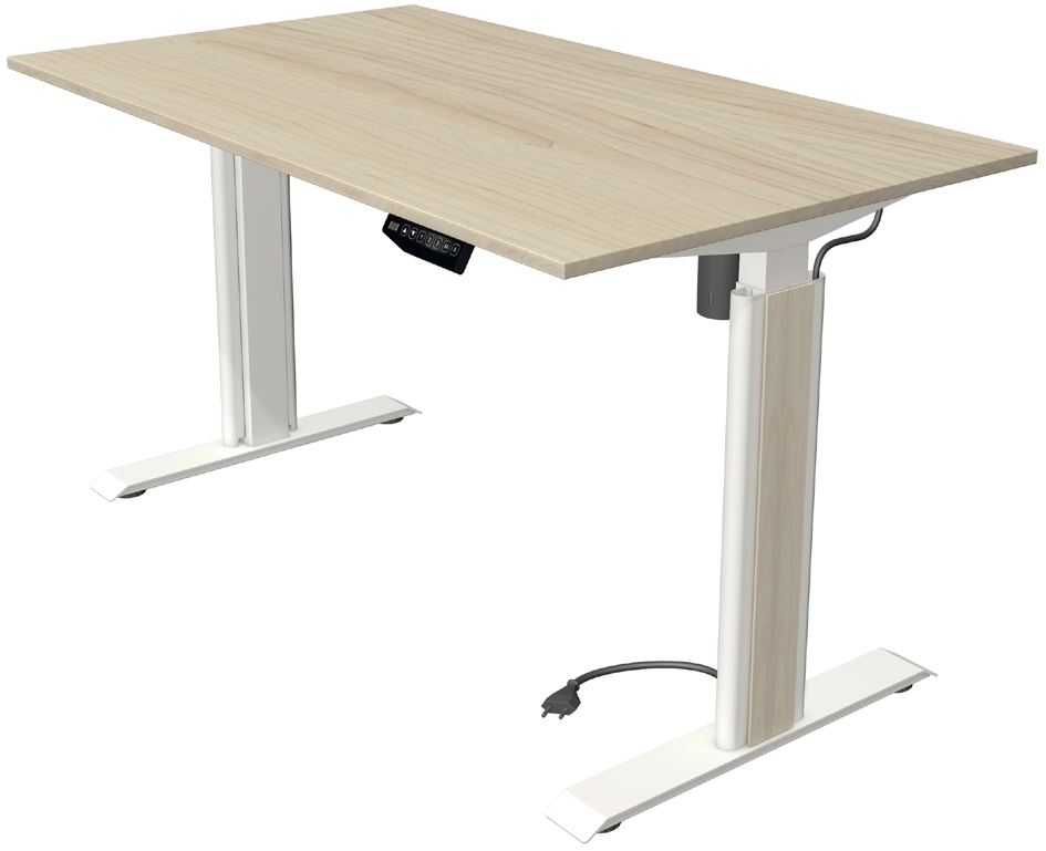 Bild von Kerkmann Move 1 advance elektrisch höhenverstellbarer Schreibtisch eiche rechteckig, T-Fuß-Gestell grau 160,0 x 80,0 cm