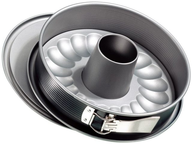 Bild von Zenker Springform Ø 28 cm ENERGY, Backform mit Flach- und Rohrboden und Auslaufschutz aus Stahlblech, runde Kuchenform mit Antihaftbeschichtung (Farbe: Silber/Anthrazit), Menge: 1 Stück