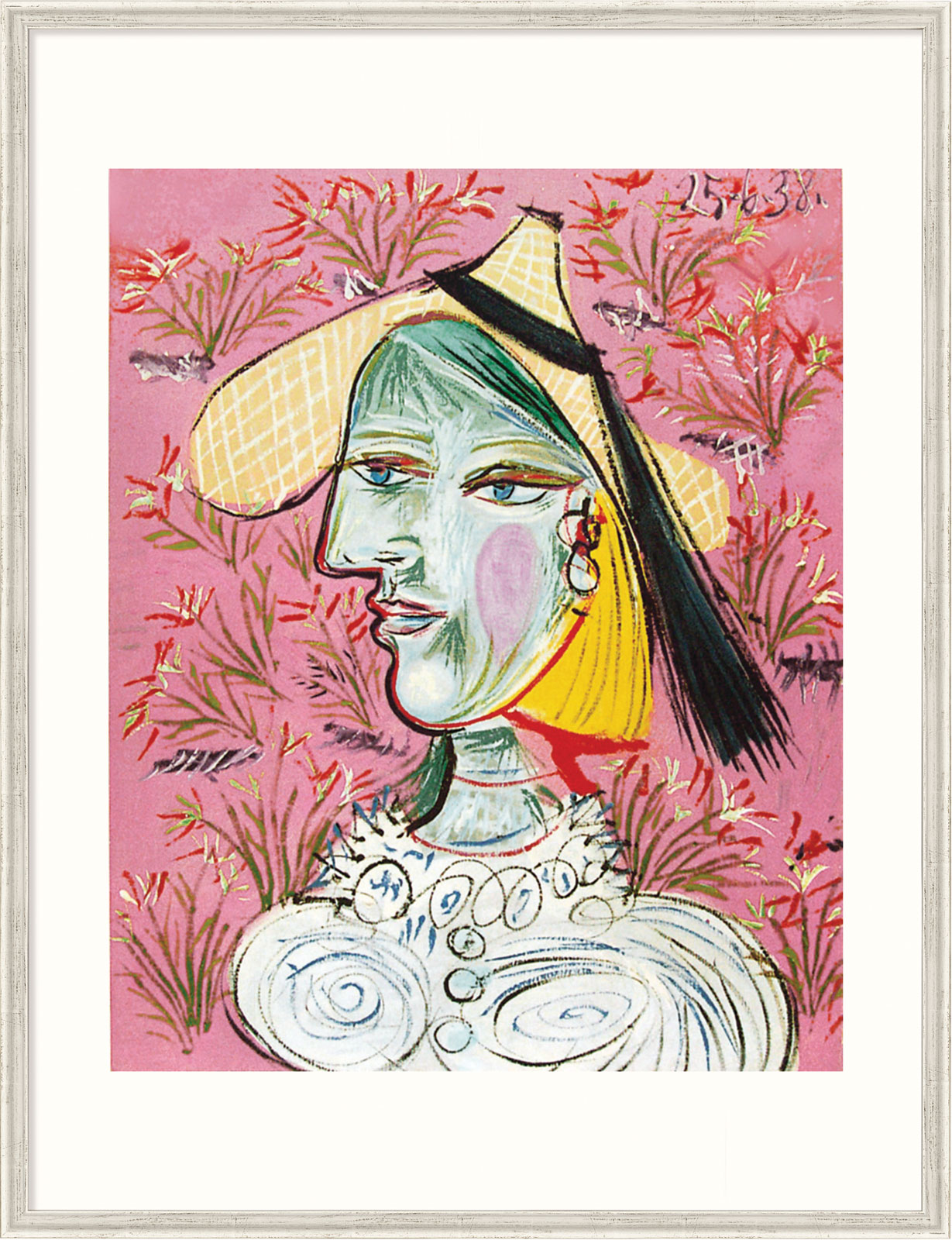 Bild von Pablo Picasso: Bild 'Marie-Thérèse mit Strohhut', gerahmt