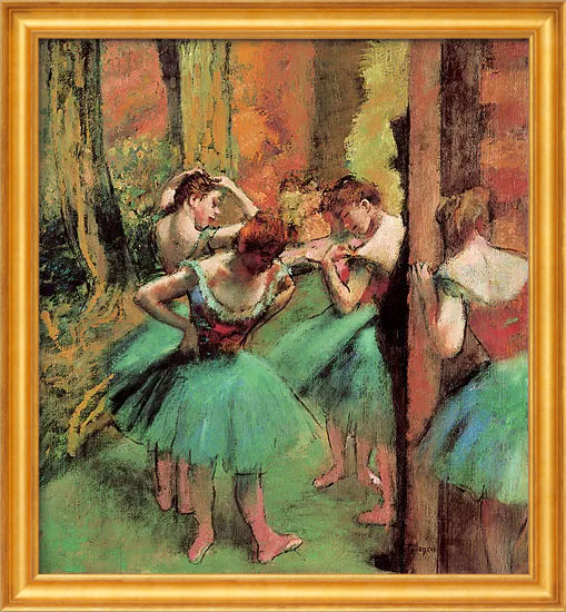 Bild von Edgar Degas: Bild 'Tänzerinnen (Rosa und Grün)' (ca. 1890), gerahmt