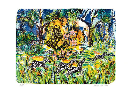 Bild von Ariane Boss: Bild 'Zebras. Brennend. Rennend' (2008), ungerahmt