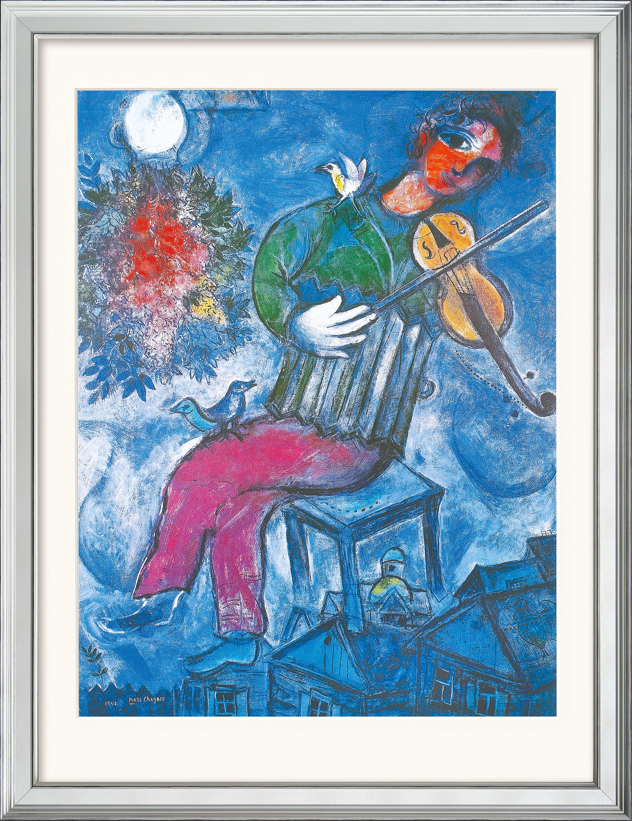 Bild von Marc Chagall: Bild 'Le Violoniste Bleu' (1947), gerahmt