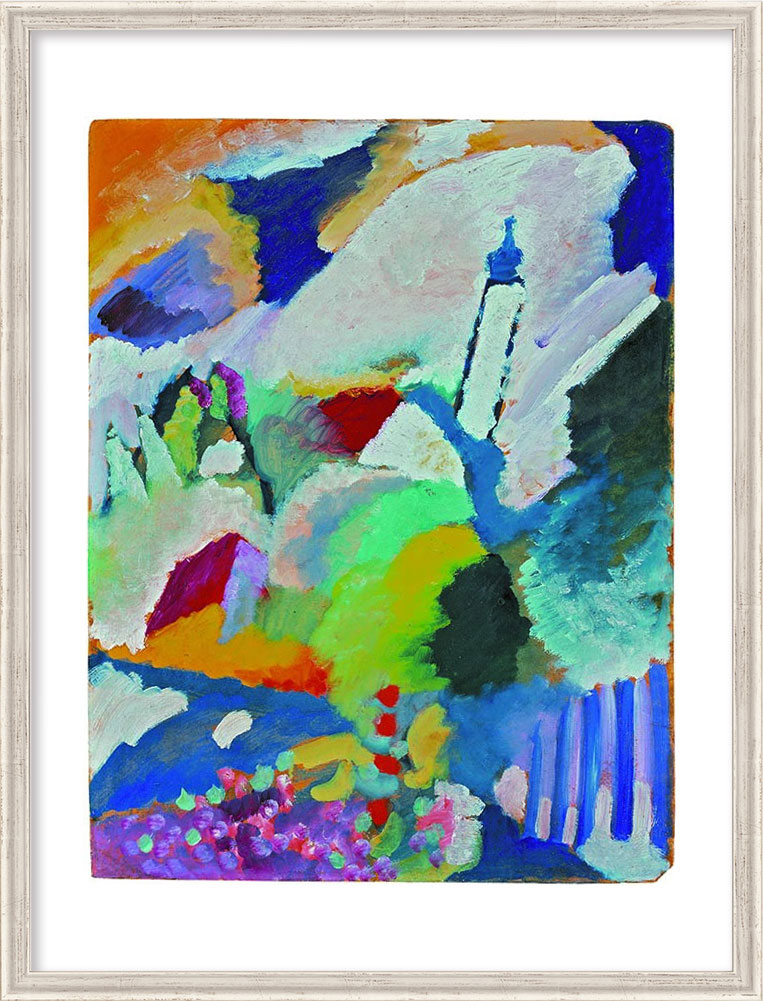 Bild von Wassily Kandinsky: Bild 'Murnau mit Kirche I' (1910), gerahmt