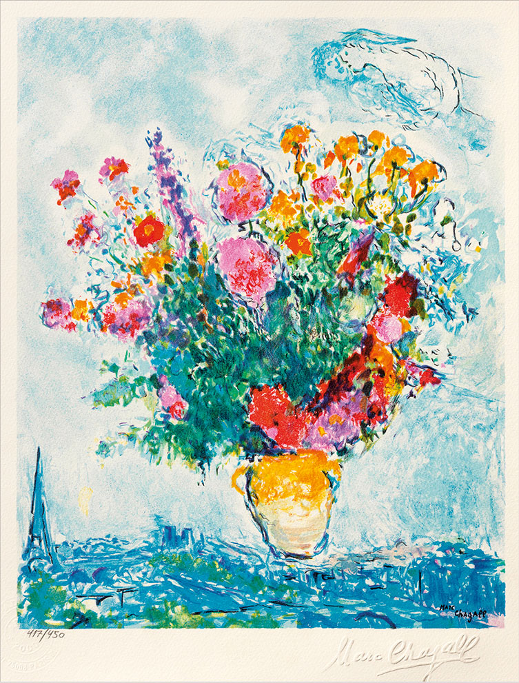 Bild von Marc Chagall: Bild 'Le Bouquet et la Tour Eiffel', ungerahmt