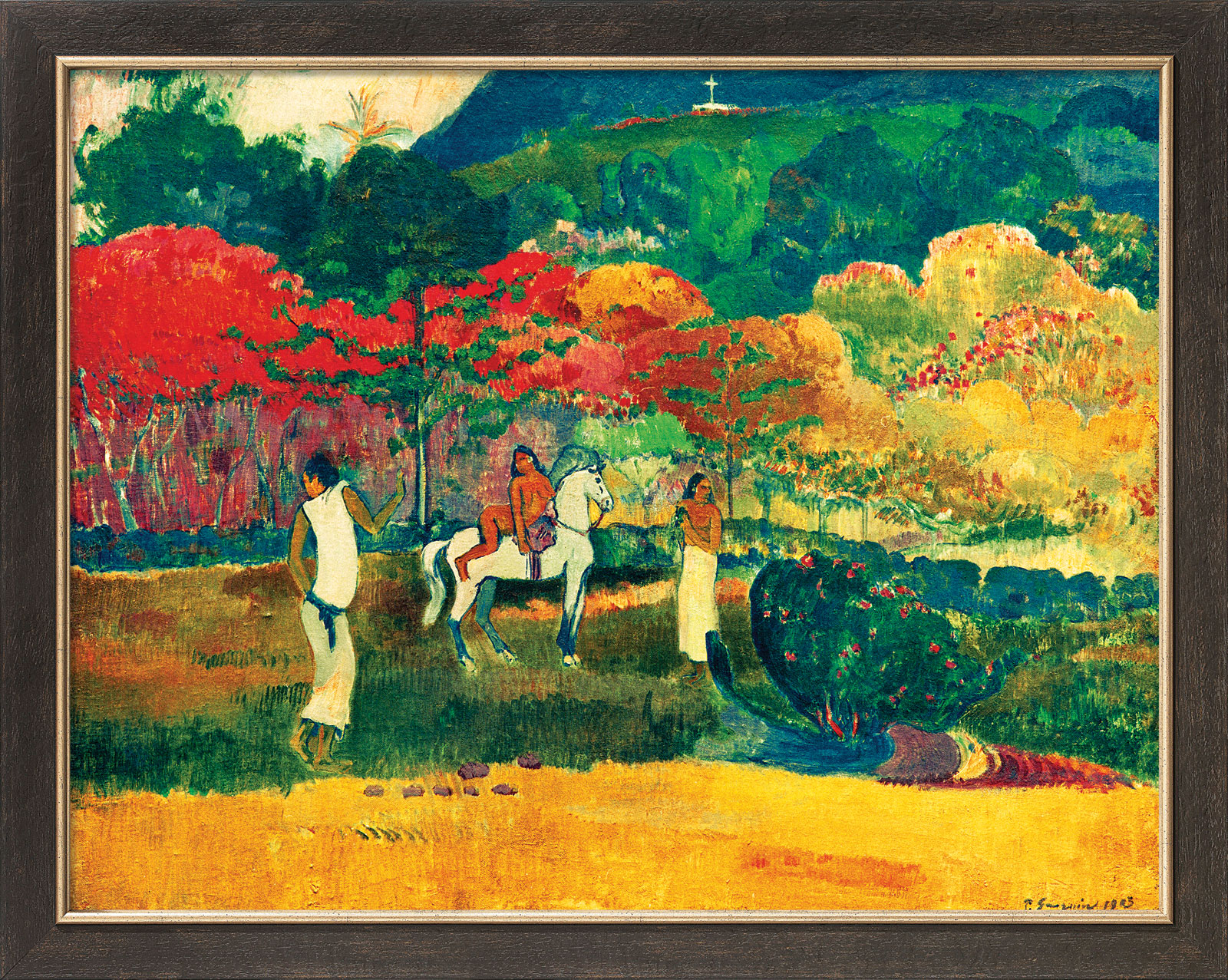 Bild von Paul Gauguin: Bild 'Frau mit weißem Pferd' (1903), gerahmt