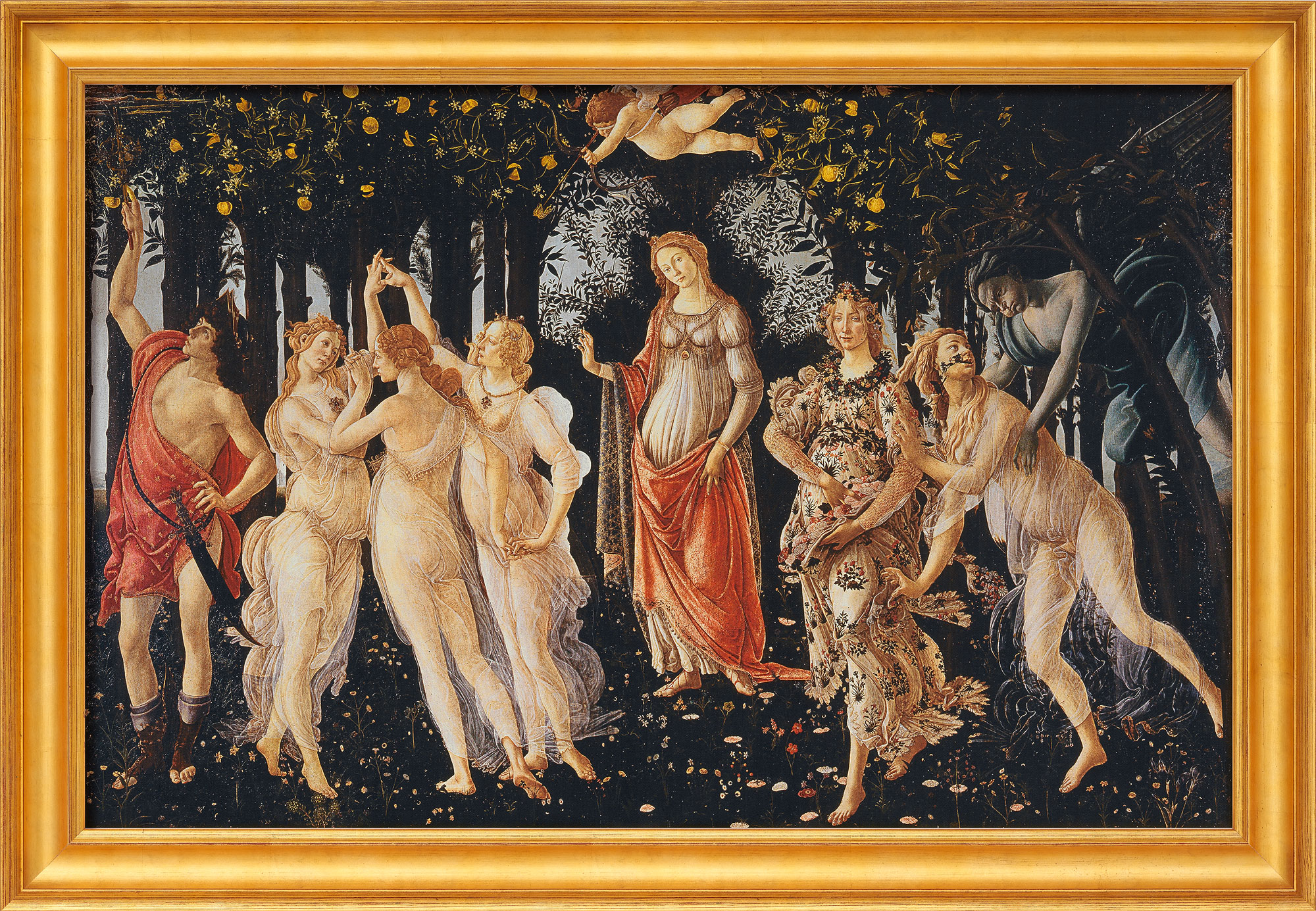 Bild von Sandro Botticelli: Bild 'Frühling (Primavera)' (1477), gerahmt