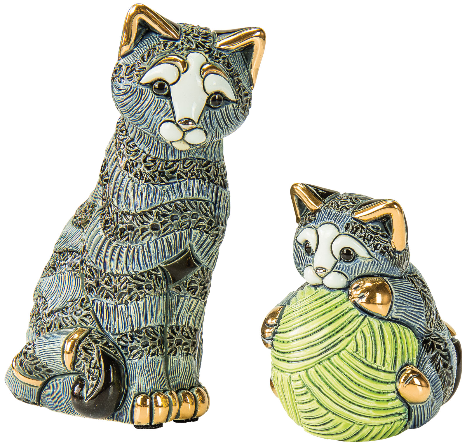 Bild von 2 Keramikfiguren 'Katzenmutter mit Jungem' im Set