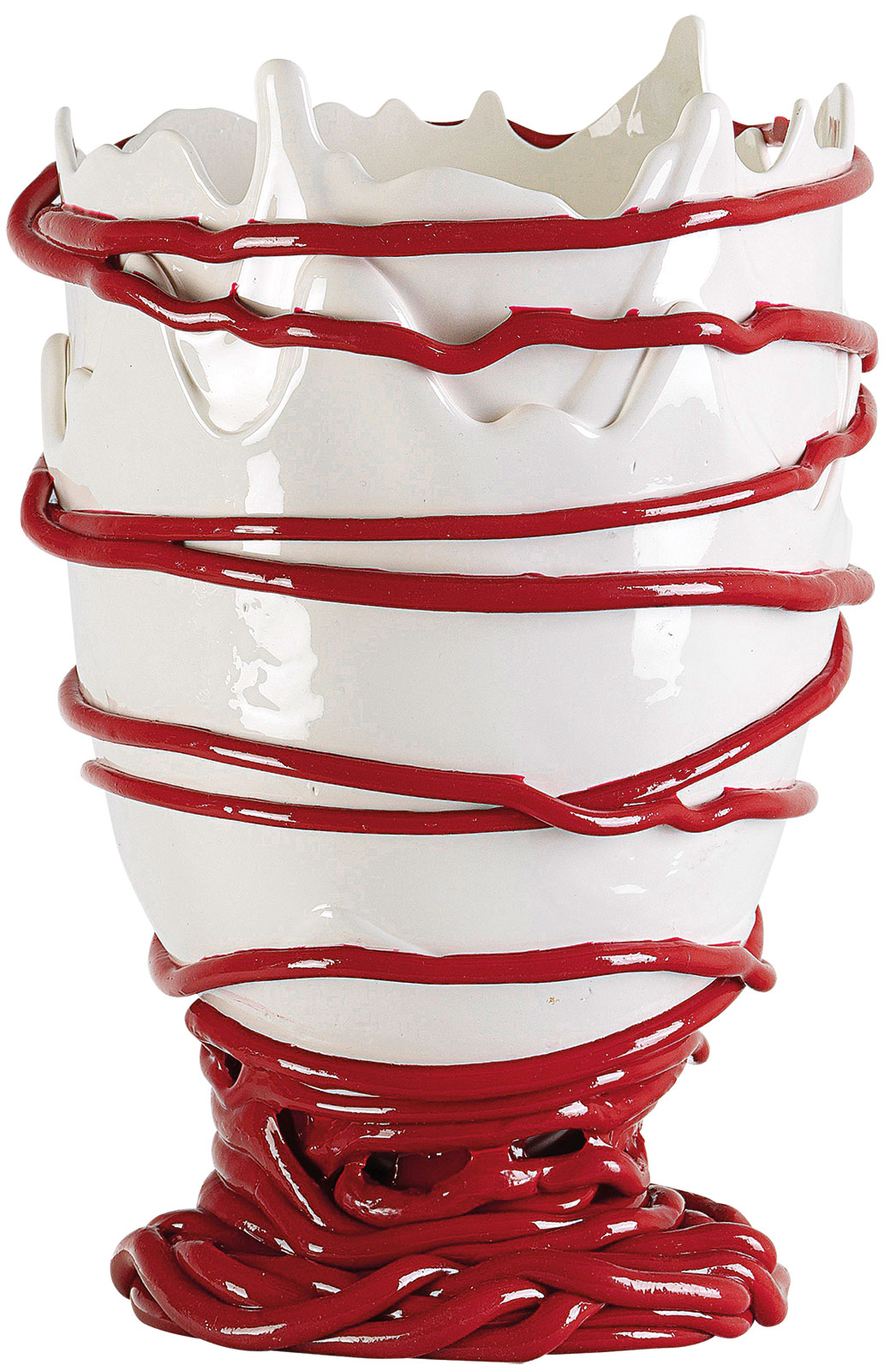 Bild von Fish Design by Gaetano Pesce: Vase 'Pompitu II weiß-rot', Silikon