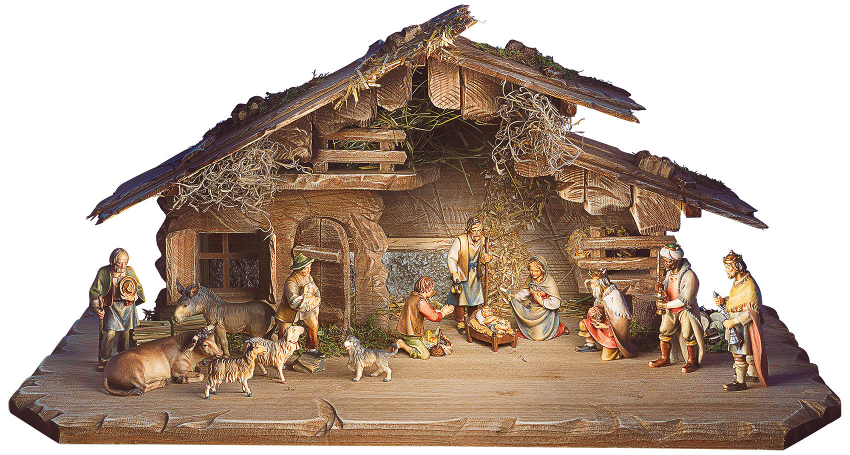 Bild von Stall aus 'Die Ulrich Hirten-Krippe' (ohne Figuren), Holz handbemalt