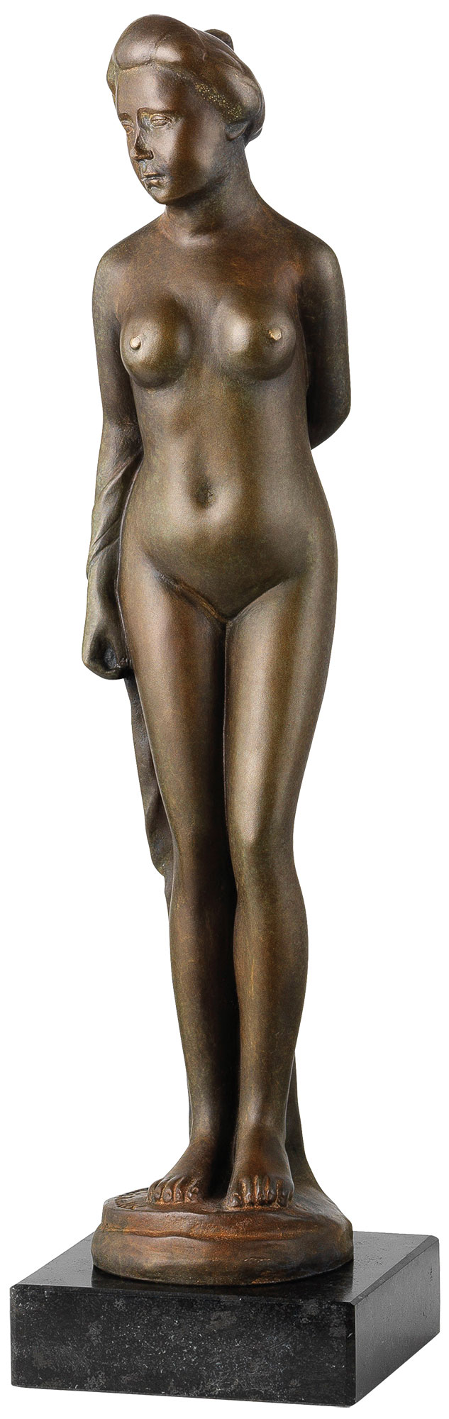 Bild von Aristide Maillol: Skulptur 'Baigneuse debout drapée - Stehende Badende mit Tuch' (1900), Reduktion in Bronze