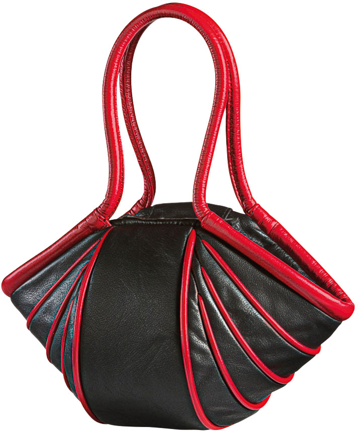 Bild von Handtasche 'Lady-Stripe', Version schwarz/rot