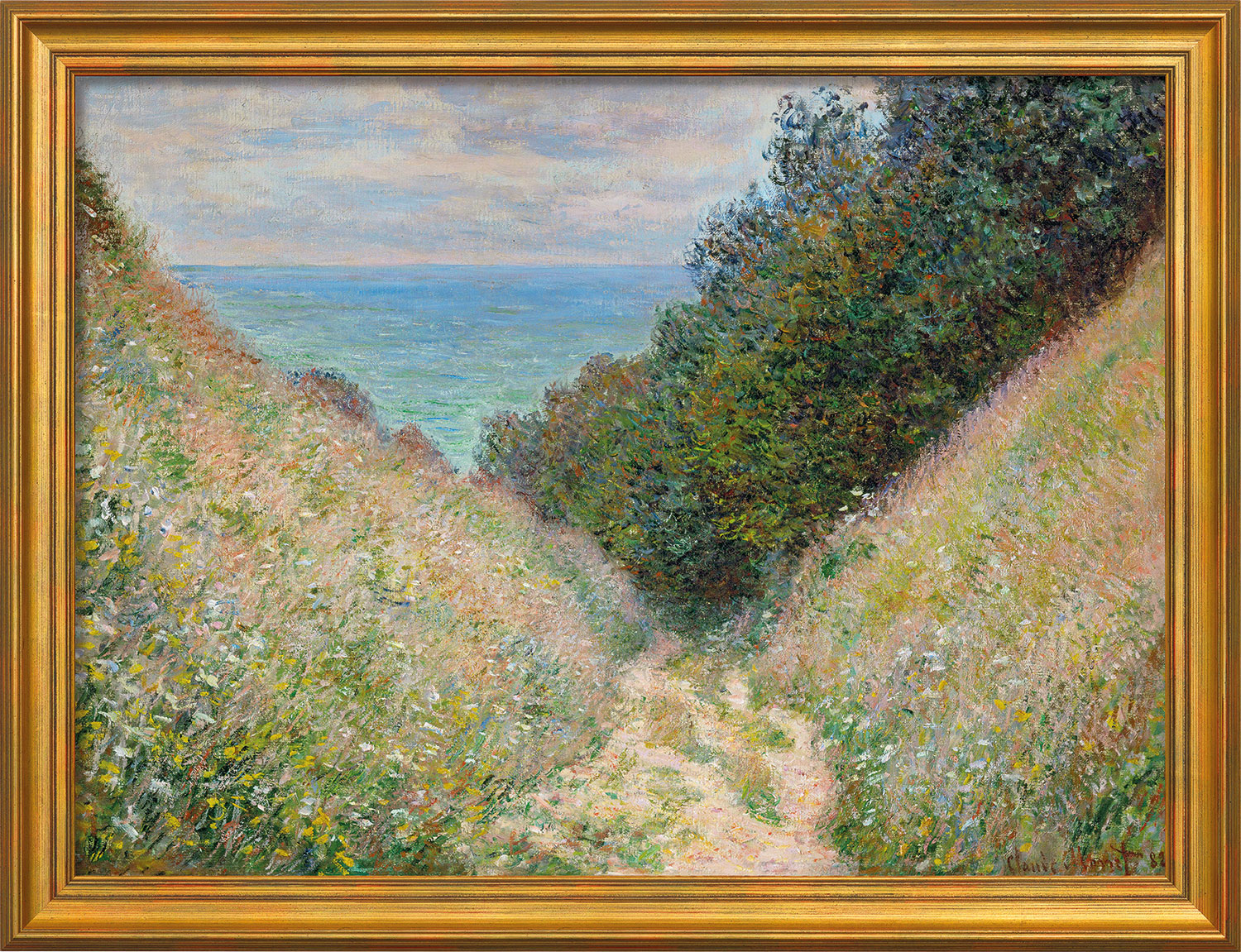 Bild von Claude Monet: Bild 'Chemin de la Cavée, Pourville - Der Weg La Cavée bei Pourville' (1882), gerahmt