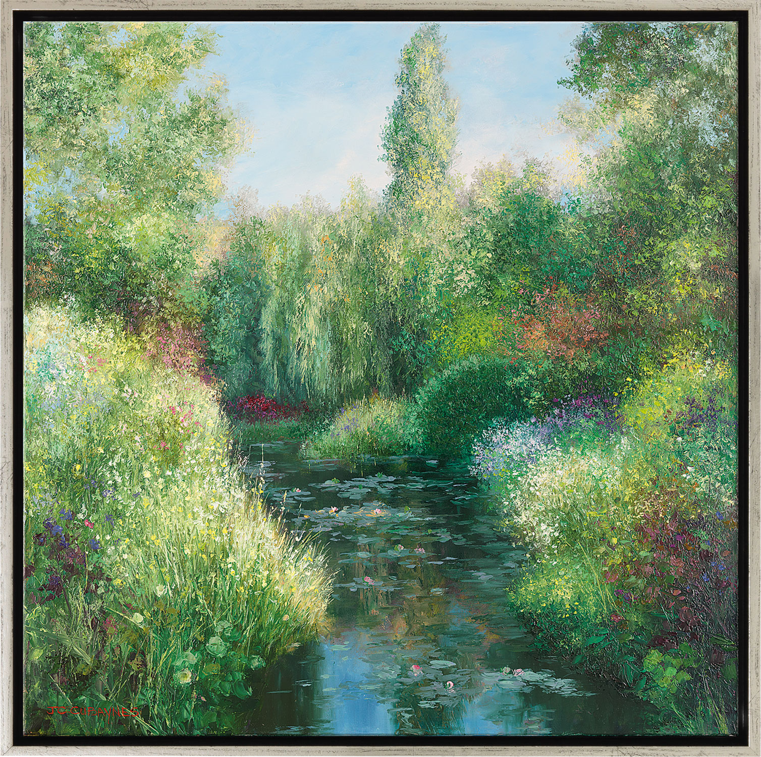 Bild von Jean-Claude Cubaynes: Bild 'Juin à Giverny', Version silberfarben gerahmt