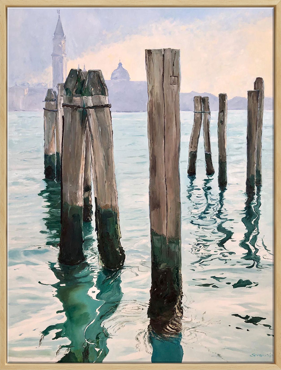 Bild von Kirsten Serowski: Bild 'Fahrrinne' (Original / Unikat), gerahmt