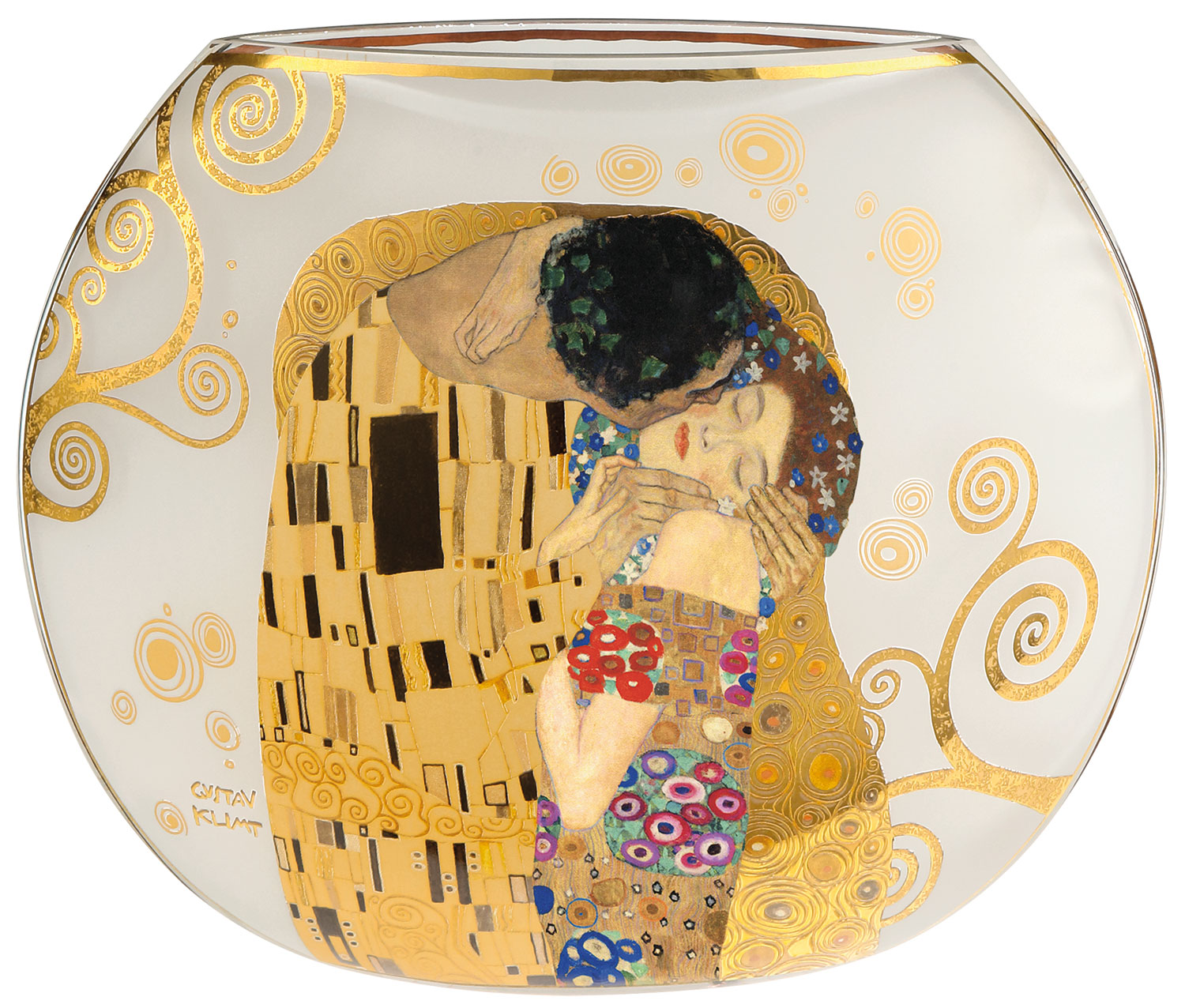 Bild von Gustav Klimt: Glasvase 'Der Kuss' mit Golddekor