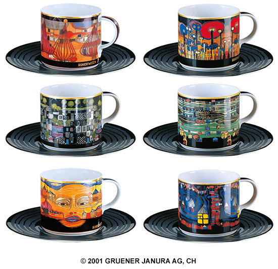 Bild von Friedensreich Hundertwasser: Sechs Tassen im Set