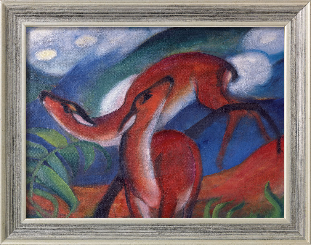 Bild von Franz Marc: Bild 'Rote Rehe II' (1912), gerahmt