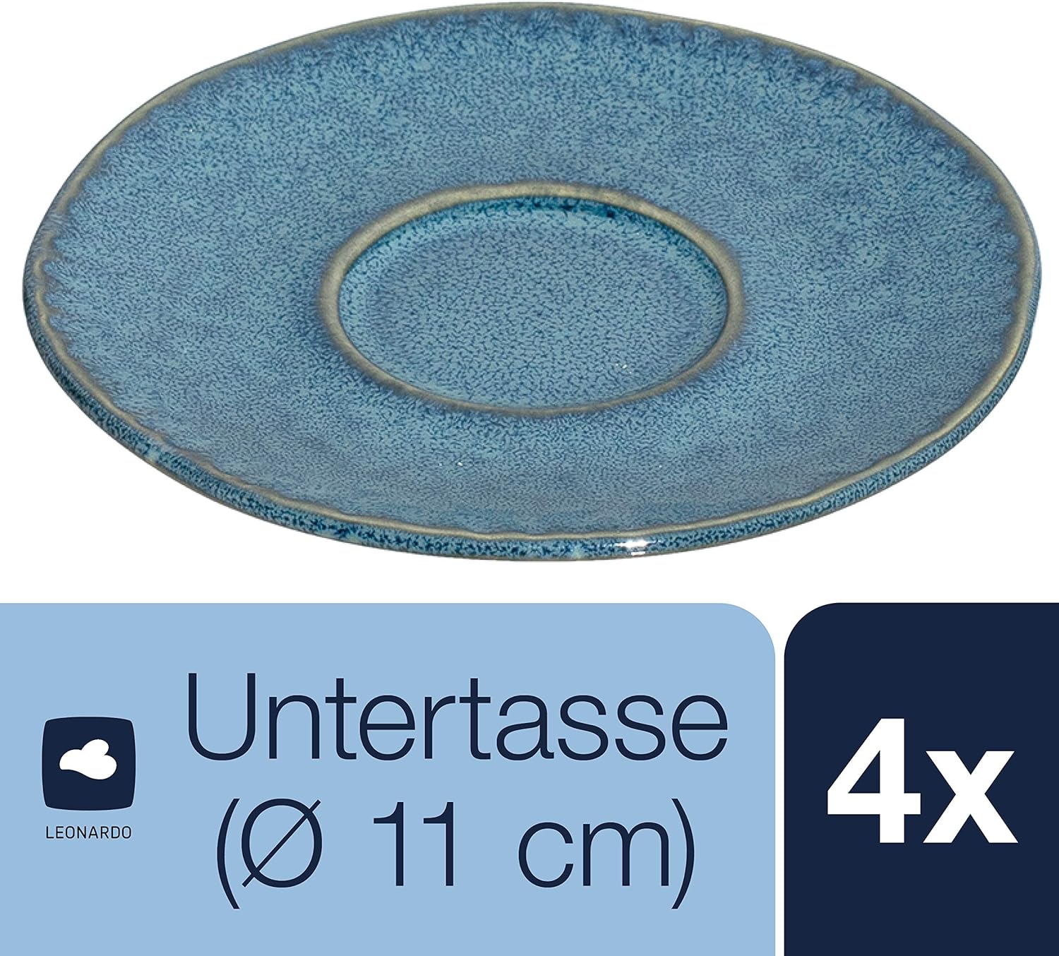 Bild von Leonardo Matera Unterteller 4-er Set, spülmaschinengeeignete Steingut-Unterteller für Espressotassen, 4 Keramik-Untertassen, rosa Ø 11 cm, 018578