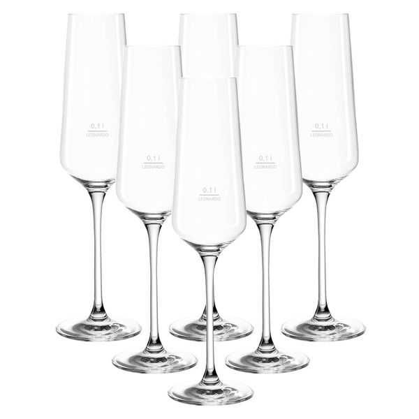 Bild von LEONARDO HOME Sektgläser Puccini Gastro-Edition, Geeichte Champagnergläser mit 0,1 l - Eichung, Randvollfüllung 280 ml, Genormte Gläser für Hotel & Gastronomie, 6er Set