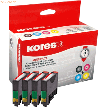 Bild von KORES Tintenpatronen Multipack kompatibel mit Epson T1811, T1812, T1813, T18 Nachfülltinte (x)